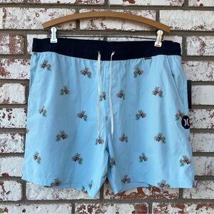 Hurley | Light Blue Tropical Canopy Volley Swim Shorts Toucan Motif